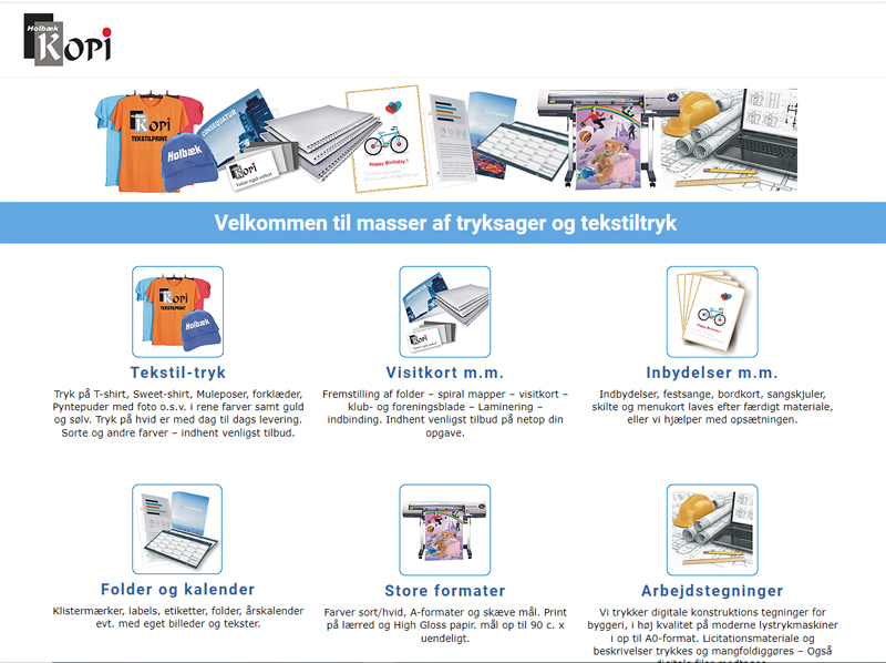 Hjemmeside fra Holbæk Kopi Service