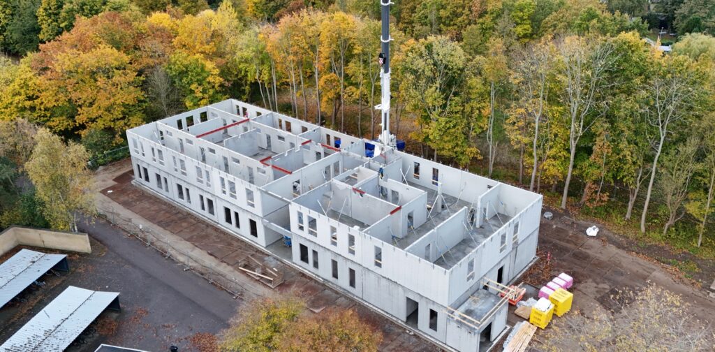 Byggeplads i Holbæk Dronebillede